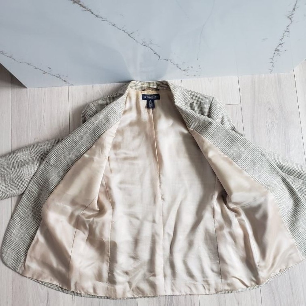 Brooks Brothers Blazer Women 10 Silk Wool Linen Houndstooth Jacket Made in Italy - Picture 7 of 11